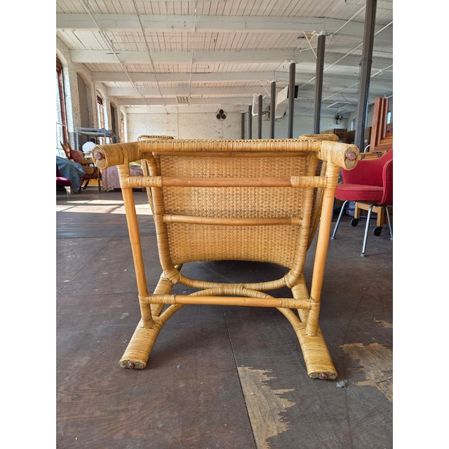 Vintage Arts & Crafts Wicker Rattan Armchair Attrb. Dryad and Co Uk For Sale - Image 12 of 13