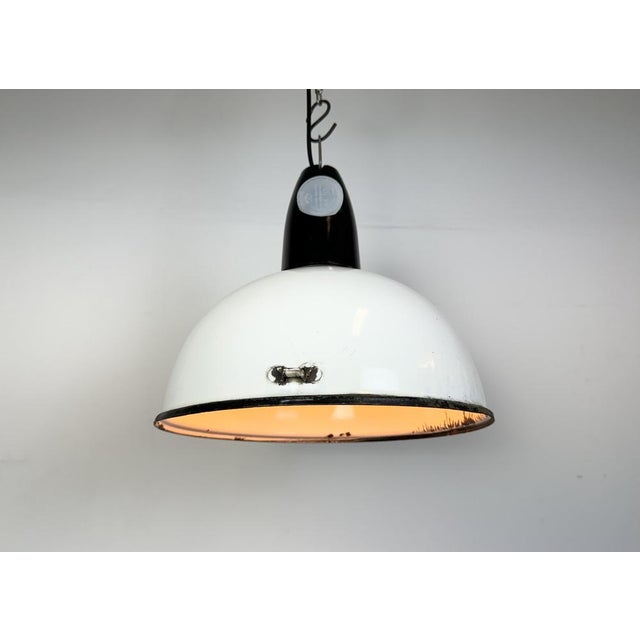 Soviet Industrial White Enamel Pendant Lamp, 1960s For Sale - Image 15 of 17
