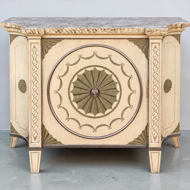 Italian Neo-Classical Style Hand Painted Faux Marble Top Cabinet / Credenza / Sideboard For Sale In Atlanta - Image 6 of 8