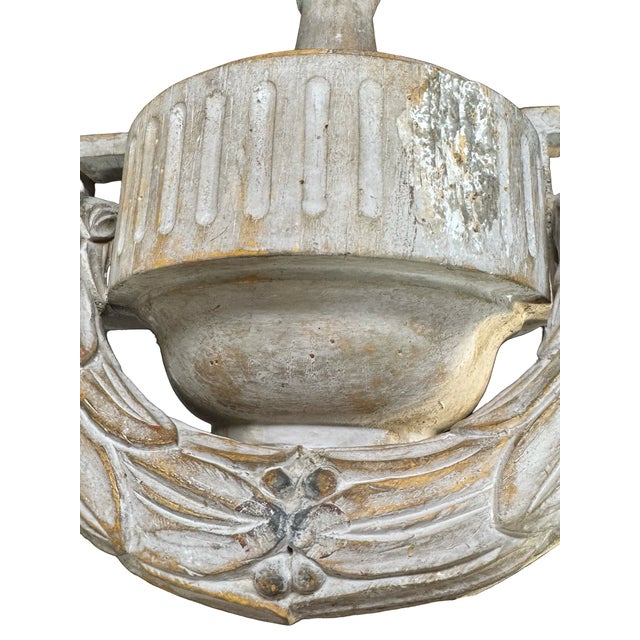 Wood 1980s Pair of Bliss Studio Carved Urn Lamps – Distressed White Finish For Sale - Image 7 of 13