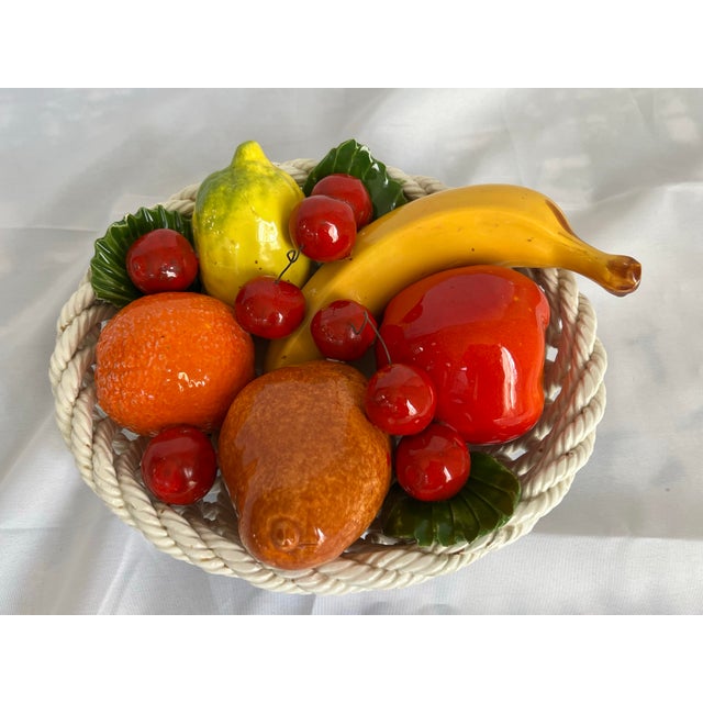 Mid 20th Century Vintage Mid 20th Century Italian Capodimonte Life Size Ceramic Fruit Basket For Sale - Image 5 of 12