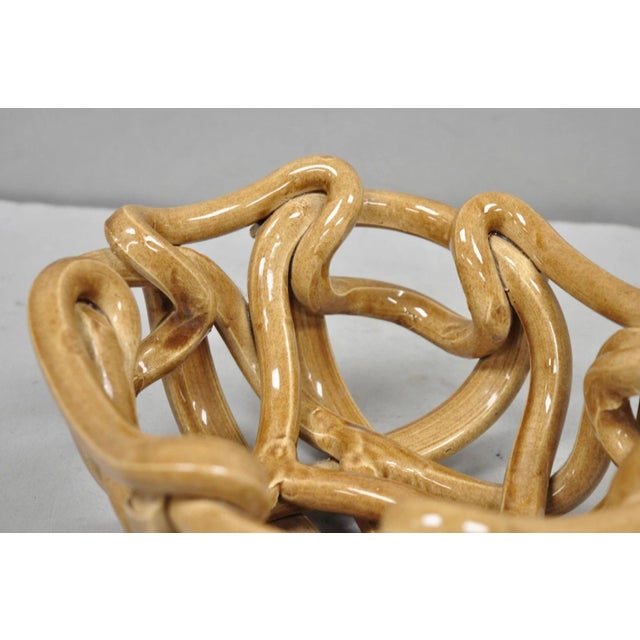 Ceramic Vintage Modernist Brown Woven Pottery Clay Creations Ceramic Fruit Bowl Basket For Sale - Image 7 of 9