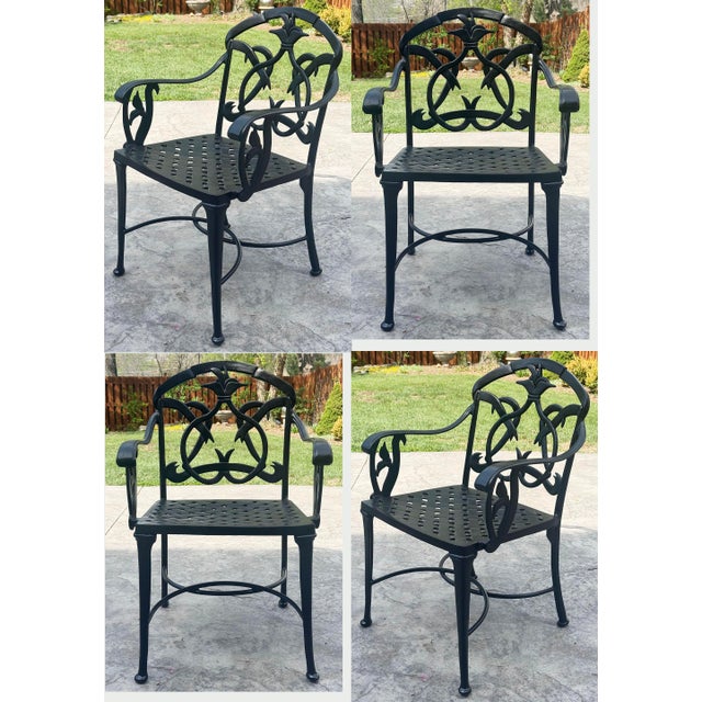 Black Vintage Black Hummingbird Motif Outdoor Dining Set, Set of 5 For Sale - Image 8 of 15