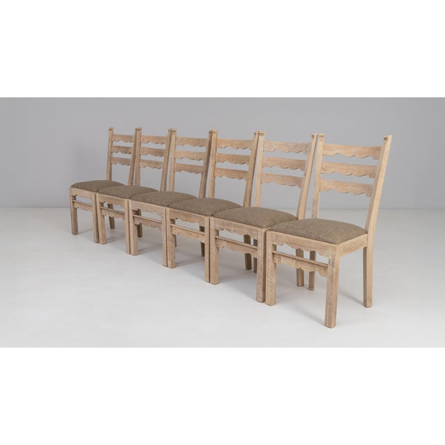 1950s French Oak Dining Chairs With Upholstered Seats - Set of 6 For Sale - Image 13 of 18