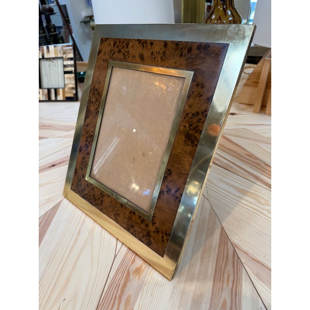 Burl Wood and Brass Picture Frame For Sale In Los Angeles - Image 6 of 6