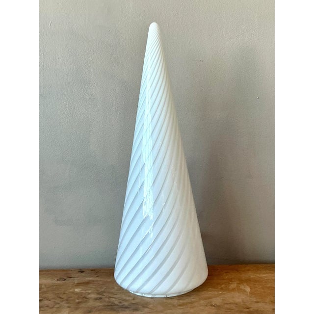 Contemporary Vintage Italian Vetri Glass Swirl Cone Lamp For Sale - Image 3 of 6