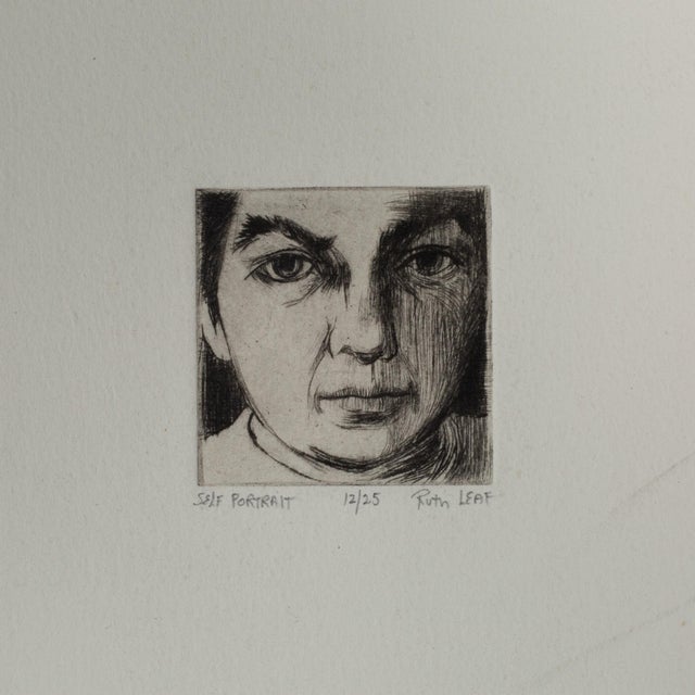 ABOUT Ruth Leaf, Self Portrait, signed and numbered in pencil, 12/25, embossed etching and aquatint on wove paper. CREATOR...