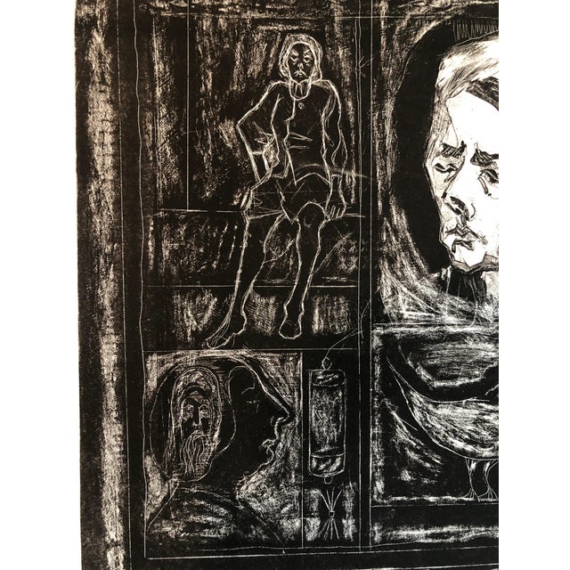 Mid 20th Century Rita Gombinski, Figural Abstract Mid Century Modern Lithograph Portraits, Judaica, Jewish Print, Mid 20th Century For Sale - Image 5 of 6
