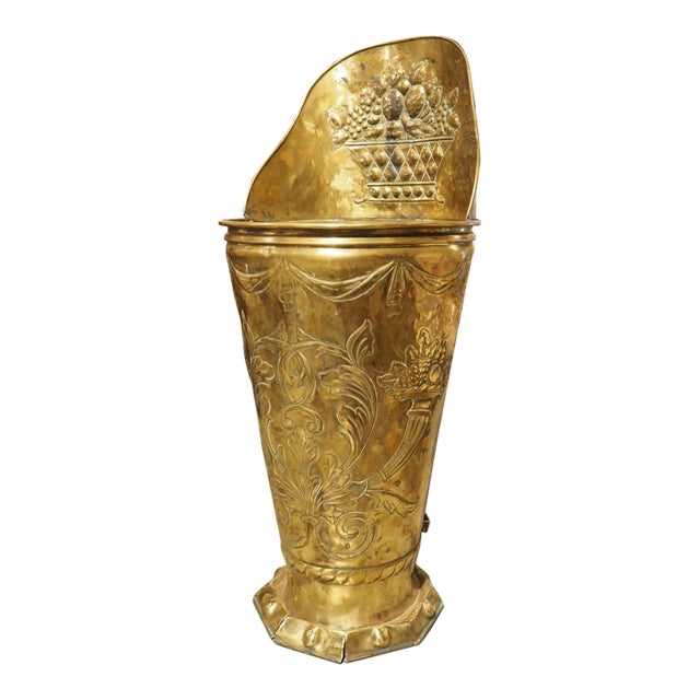 19th Century French Polished Brass Ceremonial Wine Harvest Hotte For Sale