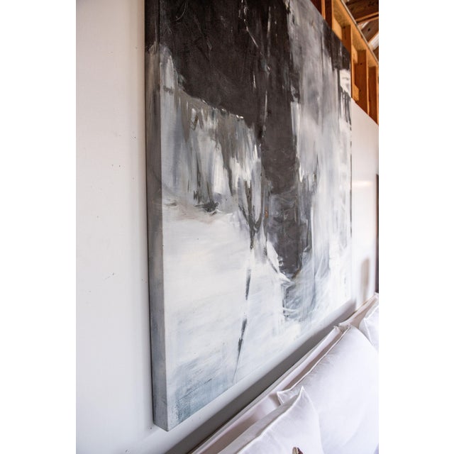Abstract Late 20th Century Monumental Black and White Abstract Painting in Oil, by Dixie Purvis For Sale - Image 3 of 9