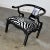 Late 20th Century Vintage Ming Style Black Lacquer & Brass Low Chair After James Mont in Scalamandre El Morocco Espresso Fabric For Sale - Image 5 of 13