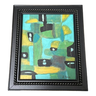 Contemporary Original Stephen Heigh Abstract Painting “Feeling Teal” For Sale