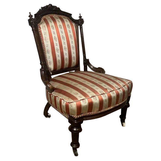 Victorian Carved Walnut Ladies Chair, 1860s For Sale