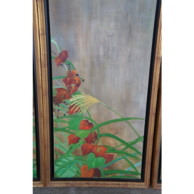Summer Rain After Saikai Hoitsu Contemporary School Oil Painting Folding Screen For Sale - Image 17 of 18