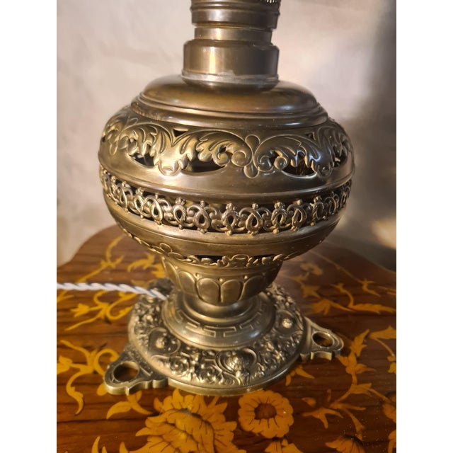 Antique Brass and Bronze Table Lamp, 1900, in Flawless conditions. Designed 1890 to 1919 European Plug (up to 250V).The...