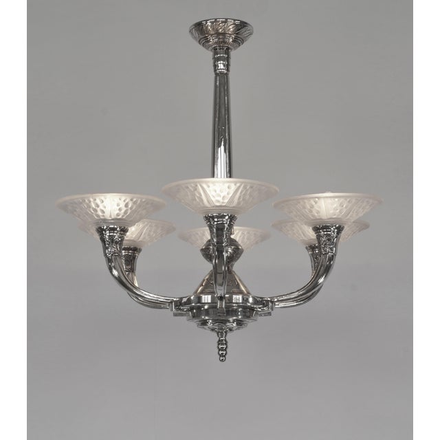Muller Frères French Art Deco Chandelier by Ranc & Muller Freres 1930 France For Sale - Image 4 of 13