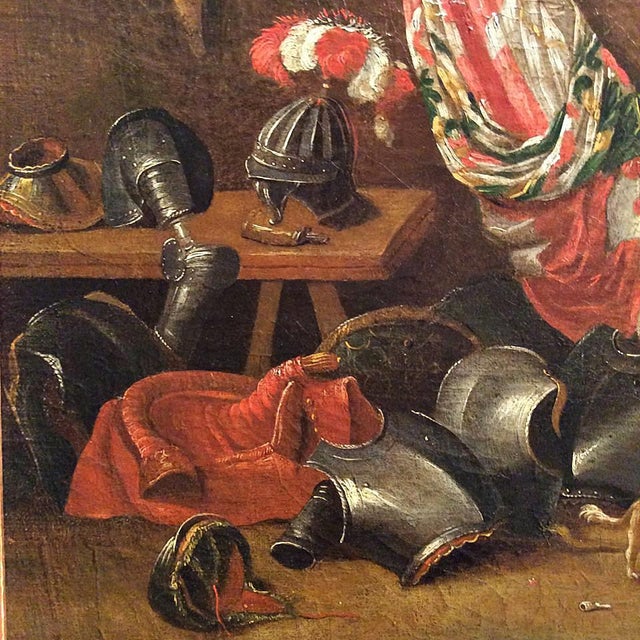 Circle of Pieter De Bloot, Tavern Scene with Resting Soldiers and a Playing Child, 1600s, Painting For Sale - Image 5 of 7