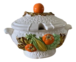 Vintage Cottage Style Ceramic Soup Tureen