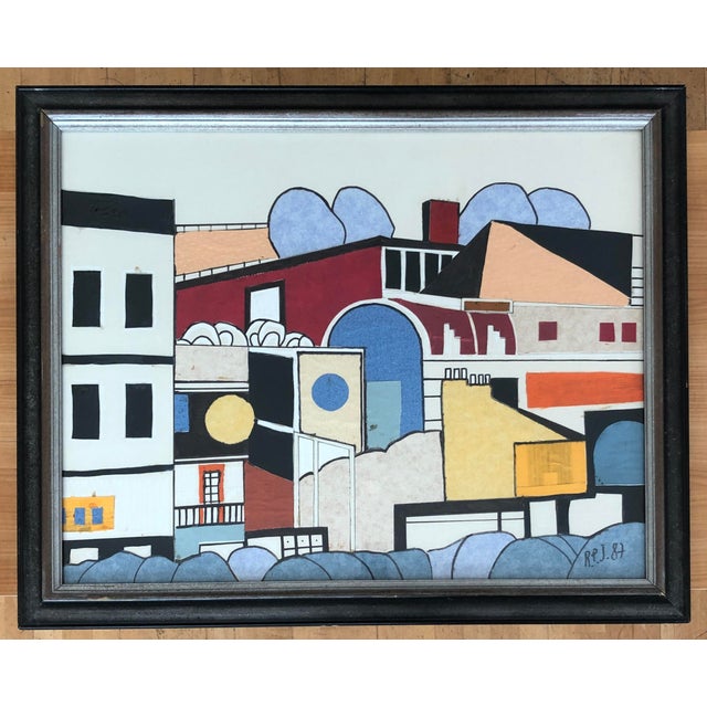 Original frame Work on paper Black wooden frame with glass pane 75.3 x 93.2 x 3.7 cm This piece has an attribution mark, I...