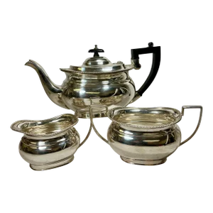 Vintage 3 Piece Art Deco E H Parkin & Co Silver Plate Tea Set Made in England- Circa 1920