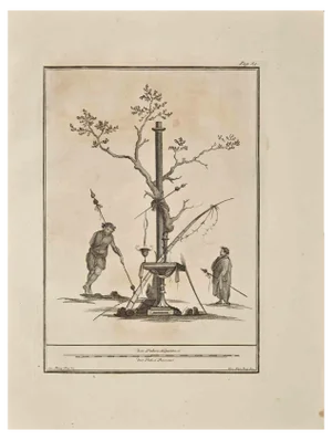 Giovanni Elia Morghen, Ancient Roman Fresco Herculaneum, Original Etching, 18th Century