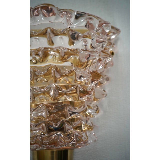 2000 - 2009 Murano Round Art Glass and Brass Light Pink Color Wall Light, 2000 For Sale - Image 5 of 9