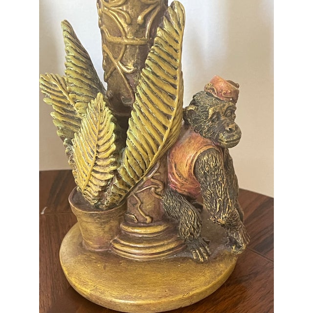 Plastic Mid 20 Th C Safari Tropical Candlesticks With Monkeys For Sale - Image 7 of 7