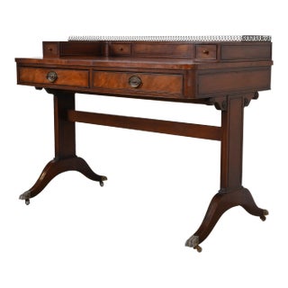 Baker Furniture English Regency Mahogany Leather Top Writing Desk For Sale