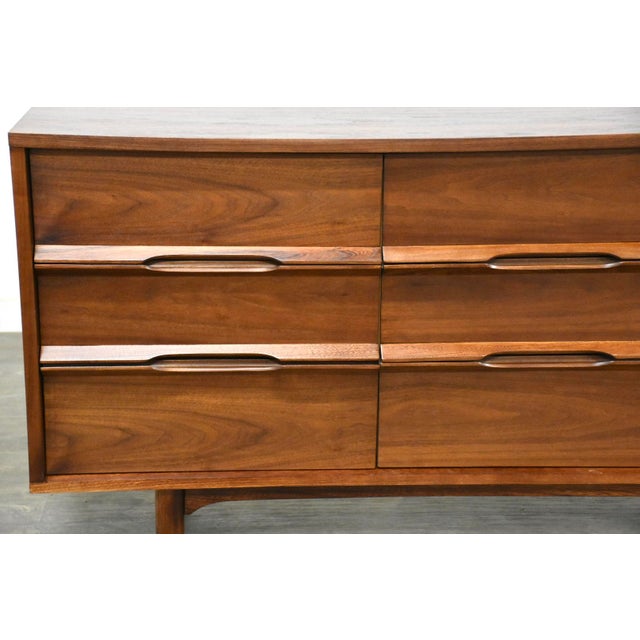 Brown 1960s Refinished Walnut Mid Century Dresser For Sale - Image 8 of 9