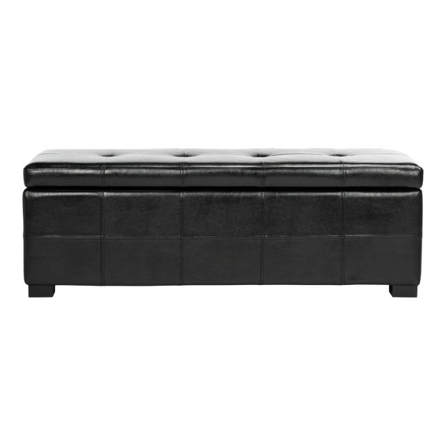 Tufted Storage Bench Large in Black & Black For Sale