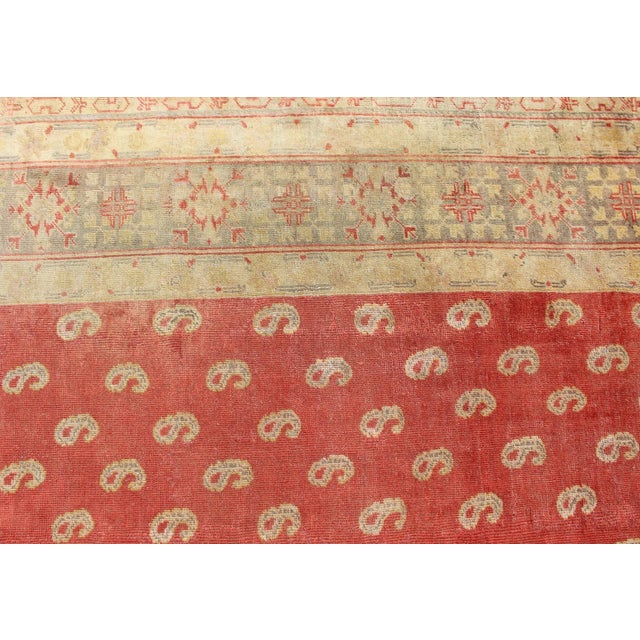 Textile Antique Turkish Oushak Rug With All-Over Design With Red, Light Green and Gold 10'7"x15'0" For Sale - Image 7 of 12
