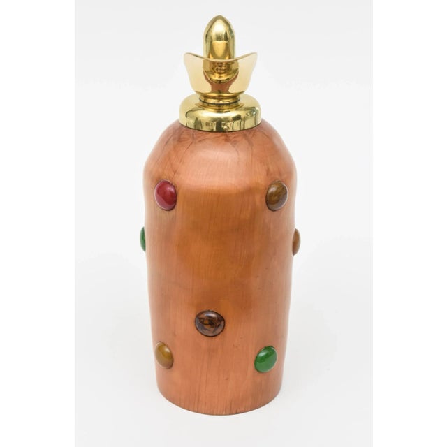 Aldo Tura Vintage Italian Wood Resin, Brass Decanter, Jug in Style of Aldo Tura, Barware For Sale - Image 4 of 9