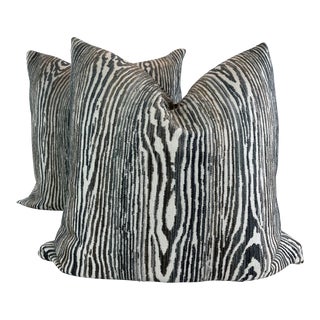 Scalamandre "Muir Woods"In Graphite 22" Pillows-A Pair For Sale