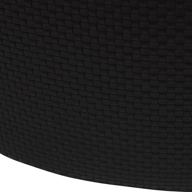 Wood Vintage Circular Pouf in Black Braided Lambskin by LA Design, 2010s For Sale - Image 7 of 9