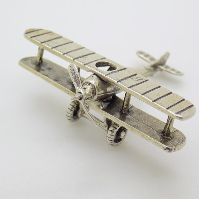 Vintage Italian Handmade Genuine Silver Airplane Figurine, 1980s For Sale - Image 12 of 12