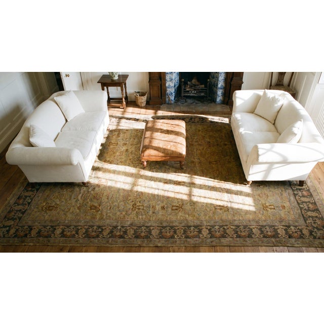 1890s Tan Camel Foliate Antique Indian Amritsar Rug 11'9" X 19'6" Knotted Pile Wool Carpet For Sale - Image 9 of 9