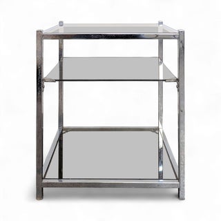 Spage Age Chrome and Smoked Glass Side Table For Sale