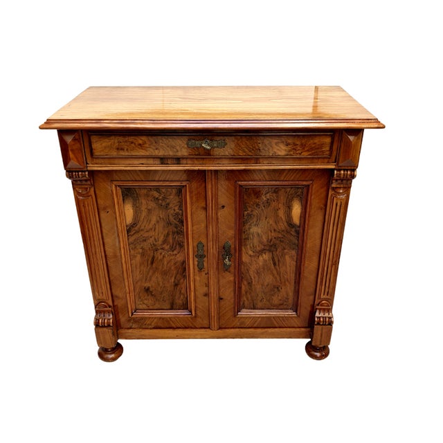 German Renaissance Revival Burl Walnut Side Cabinet, 1860s For Sale - Image 9 of 9