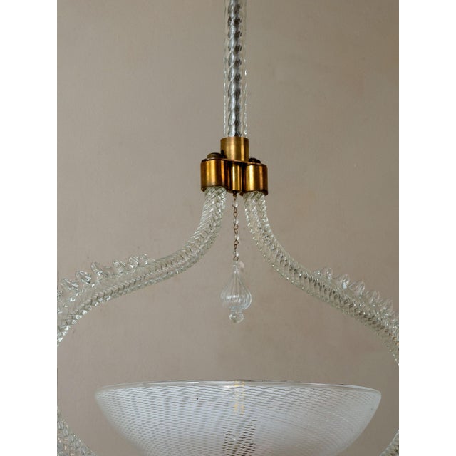 Vintage Italian Murano Glass Chandelier in Reticello Glass from Barovier & Toso, 1940s For Sale - Image 10 of 12
