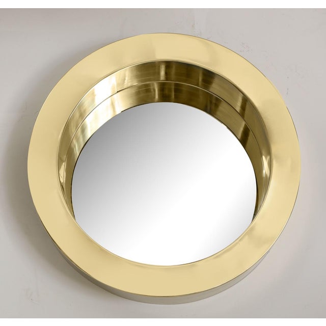 Brass Modernist Circular Mirror