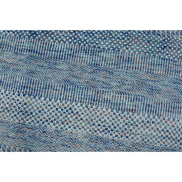 2020s Fine Contemporary Rug 9’1” X 12’3” Blue Wool Hand-Knotted Carpet For Sale - Image 5 of 13