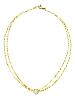 14k Yellow Gold Vintage Rope Watch Chain With Turquoise & Seed Pearls