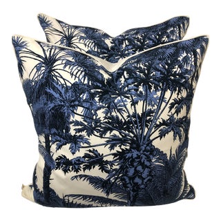 Thibaut Palm Botanical Pillows- a Pair For Sale