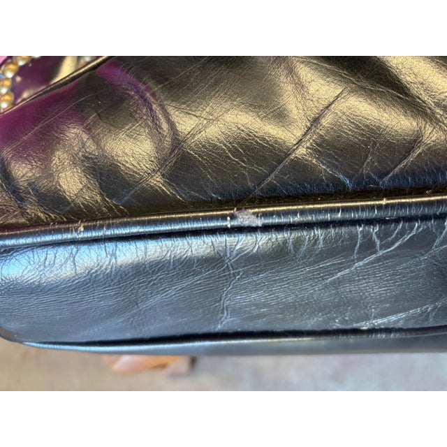 Vintage Antique Leather Nailhead Brass Wing Back Chair Library Baker Hancock Era For Sale - Image 10 of 14