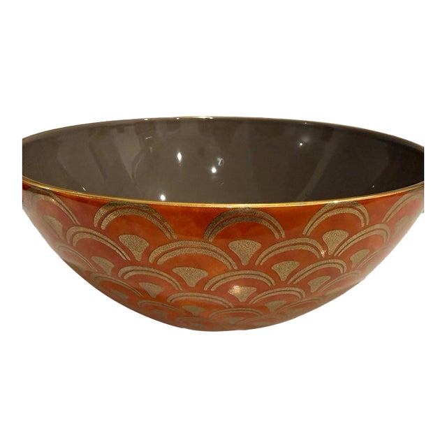 L’objet Pour Fortuny “Fortuny | Venezia” Orange & Gold Serving/Decorative Bowl - Made Exclusively for Neiman Marcus For Sale