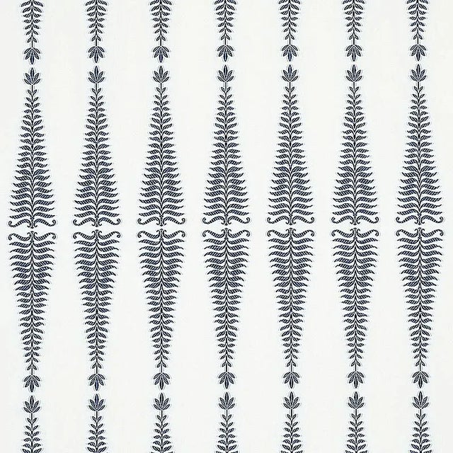 An abstracted motif translated into a striking woven jacquard. Stylized fronds are silhouetted against a solid ground,...