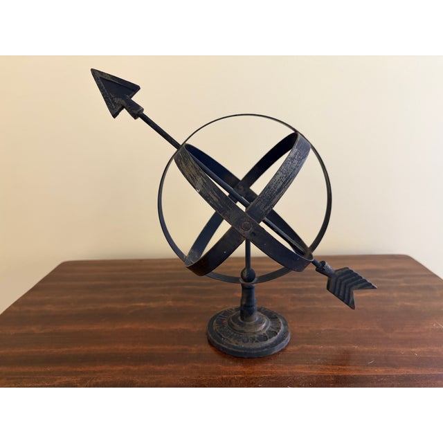 Late 20th Century Bronze Iron Armillary Globe Sculpture – Traditional Landscape & Garden Decor For Sale - Image 9 of 10