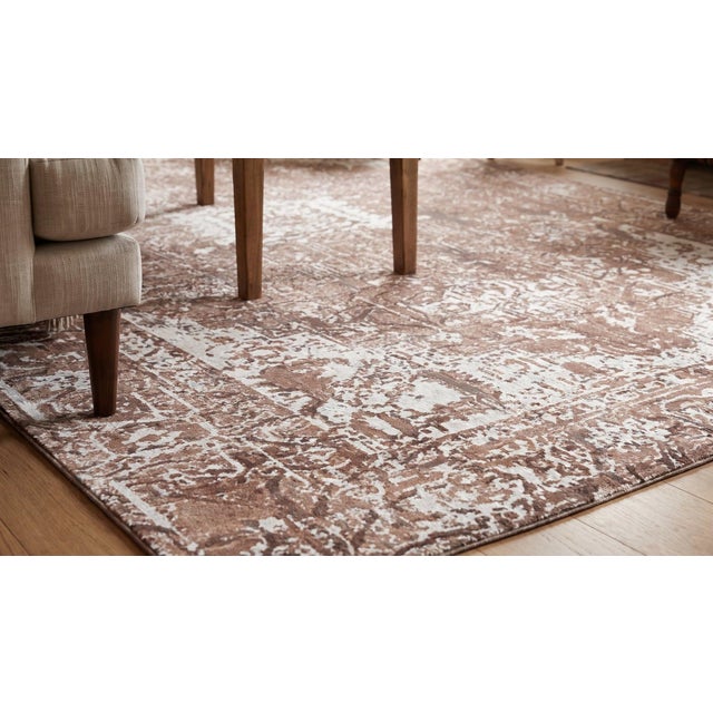 Textile 7x9 Ivory Hand-Knotted Wool Distressed Floral Modernist Design Modern Carpet Rug For Sale - Image 7 of 12