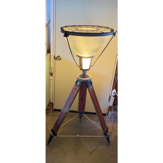Vintage Holophane Glass Uplight Lamp on Keuffel & Esser Surveyor’s Tripod For Sale - Image 9 of 10