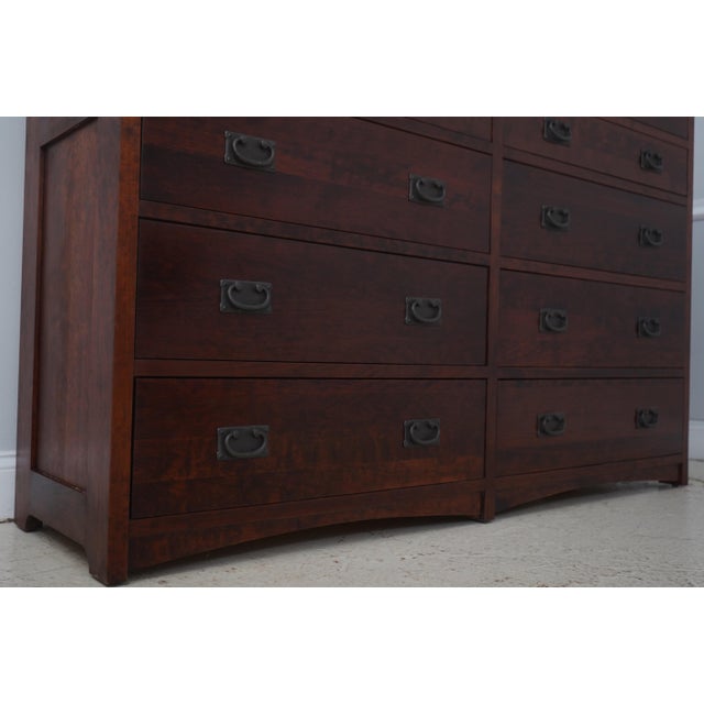 Michaels Arts & Crafts Mission Style Cherry 12 Drawer Dresser For Sale - Image 13 of 17